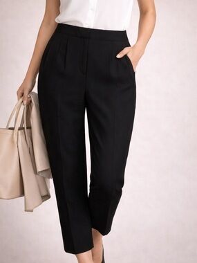 Zara Women Tapered Pants Med Black High Rise Tailored Minimalist Office Wear